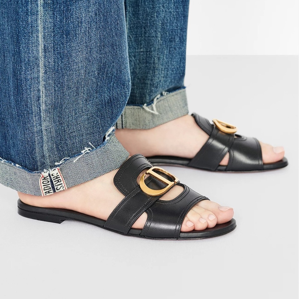 Christian Dior 30 Montaigne Flats - Size 37 (US 7) - Black
